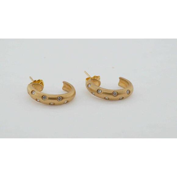 14k Yellow Gold Diamond Dangle Estate Earrings Vintage Style 0.21 TCW